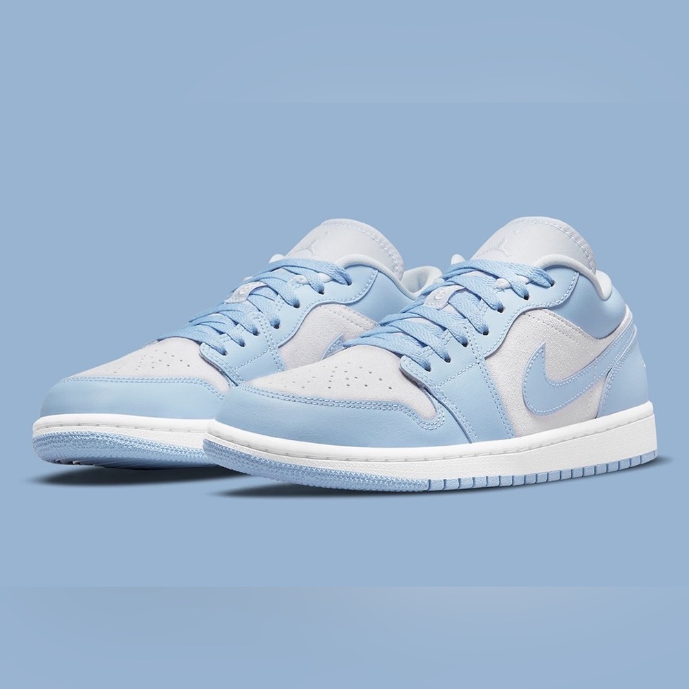 Nike Air Jordan 1 Low Grey White Aluminum Blue UNC Shoes DC0774-050 Womens Sizes